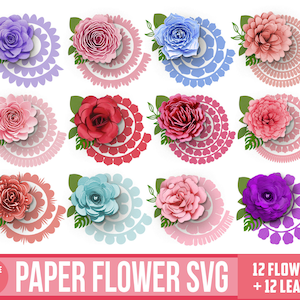 Rolled flower SVG, Rolled Flower SVG szablon, Paper Flower Template, Paper flower Digital download, Digital Paper SVG 300 dpi, Flower Decor
