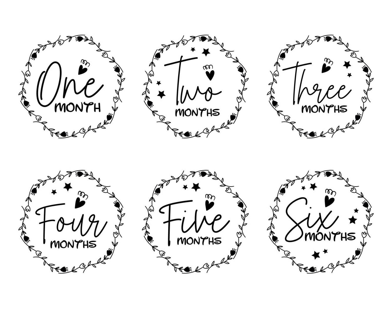 Baby Monthly Milestone Svg Bundle Baby Monthly Milestone Etsy