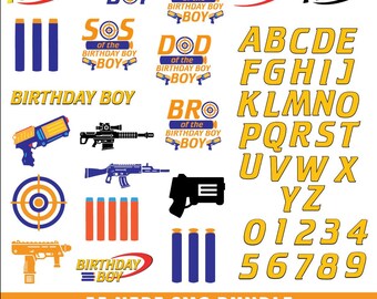 55 Nerf Svg Bundle, High Quality Nerf png, Birthday svg, Shirt Design, Svg for Cricut, Instant Download, Nerf Gun Svg, Nerf Clipart