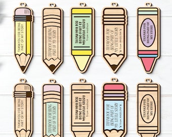 Teacher Appreciation Pencil Bookmark Lasercut Bundle, Teacher Year End Gift, Glowforge & Lightburn, Teacher Year End Gift