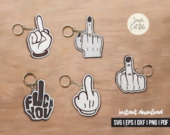 Middelvingersleutelhanger SVG: edgy statementstuk (digitale download)