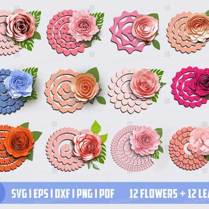 Rolled flower SVG, 3d Flower SVG, Rolled Flower SVG, Paper Flower SVG Digital Download, Digital Paper SVG, Pdf, Jpg 300 dpi Gifts Decoration