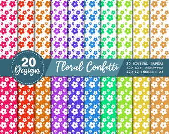 Confetti digital paper party, digital paper printable, birthday digital paper, rainbow confetti pattern, bright confetti background card