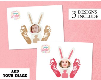 Easter Bunny Footprint Craft Printable | Baby First Easter Handprint Art | Preschool Easter Footprint Handprint Craft
