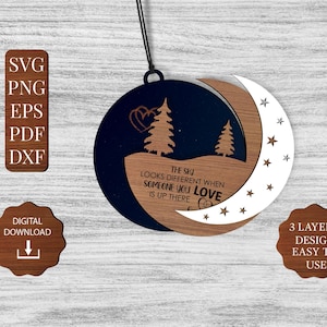 Adorno "El cielo se ve diferente" SVG, Adorno conmemorativo SVG láser, Archivos de adornos Glowforge, Adorno conmemorativo SVG, Adorno del recuerdo