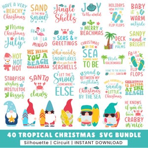 Navidad en julio SVG, Paquete SVG de Navidad tropical, Paquete de gnomos tropicales, Uso comercial gratuito, Estampados de camisetas de verano, Regalo para él Svg