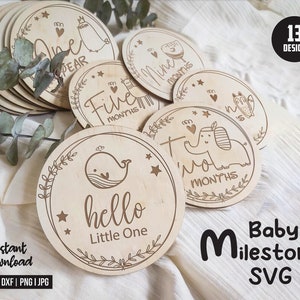 Baby Monthly Milestone svg Bundle , Baby Monthly Milestone Rounds SVG ,Glowforge Cricut & Silhouette, Hello World Svg, Baby Svg cut files