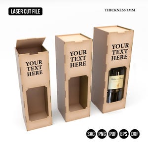 Wein-Box Laser Cut-Dateien, 3 Größen, Glowforge SVG-Dateien, Wein Flasche Box für Geschenk, Laser schneiden Laser schneiden, Vatertag Geschenk-Box