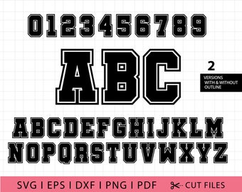 Alfabeto universitario SVG: Letras para camisetas deportivas (Descarga digital)