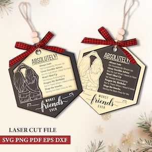 Slechtste vriend ooit Svg, vriend ornament svg, slechtste vriend ooit Glowforge, Snarky cadeaus voor vriend Lasercut, vriendschapscadeau, Instant Download