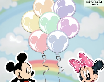 Micky Luftballons in Pastellfarben: Disneyland Party Dekor (PNG Dateien)