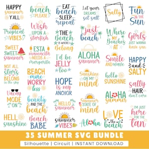 35 zomer Svg bundel, strand Svg, zomer svg, vakantie Svg, grappige strand citaten Svg, zomer citaten Svg, zomer shirt wordt afgedrukt, silhouet