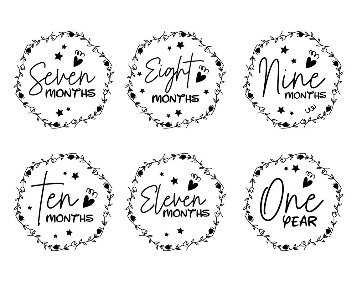Baby Monthly Milestone Svg Bundle Baby Monthly Milestone Etsy