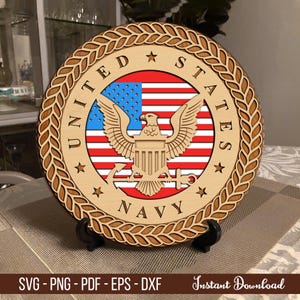 4 lipca SVG, plik wektorowy logo US Navy, plik do cięcia United States Navy, 4 lipca, laser CNC dla weteranów, patriotyczne stojaki SVG wycinane laserowo SVG