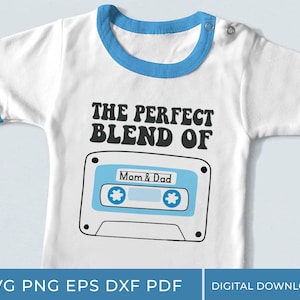 The Perfect Blend Baby SVG, Retro Bodysuit Svg, Kocham moją mamę i tatę Baby, Uroczy prezent dla dziecka Png, Prezent na baby shower Svg Plik, Pobieranie cyfrowe