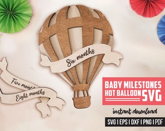 Hot Air Balloon Baby Milestone SVG: Interchangeable Plaque (Digital Download)
