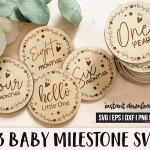 12 Baby Monthly Milestone Bundle SVG, Baby Monthly Milestone Rounds SVG, Baby Monthly Milestone svg Bundle Decor File digitale Facile da usare