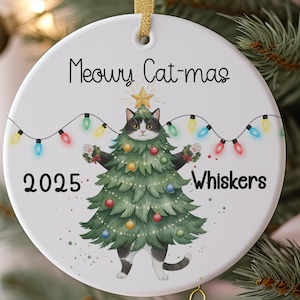 Personalized Cat Christmas Ornament With Cat Name For Cat Lover Funny Cat Keepsake Meowy Catmas Ornament 2025 For Cat Mom Xmas Gift Idea