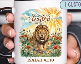 Christian Gift For Christian, Religious Gift, Scripture Mug Gift For Sunday School Teacher, Fearless Christian Cup Bible Verse Christian Mug