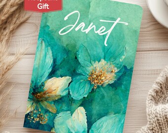 Diario personalizado de flores silvestres, cuaderno personalizado, idea de regalo para mujer, diario de tapa dura, diario de gratitud floral, regalo para dama de honor, Día de la Madre