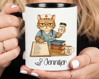 Nurse Gifts For Nurse Funny Gift For RN Cat Lover Nurse Coffee Cup From Patient Custom New Nurse Life Gift Mug Nursing School Graduate Gift