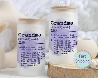 Vaso de cristal personalizado para abuela con los nombres de los nietos. Idea de regalo para la abuela. Taza de café helado. Regalo para la abuela. Regalo para Nana o Mimi.