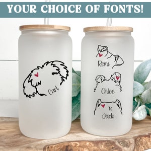 Personalized Dog Ear Iced Coffee Cup, Custom Dog Name Glass Cup, Gift For Dog Lovers, Gift for Pet Lover, Dog Mom Gift With Dog Name