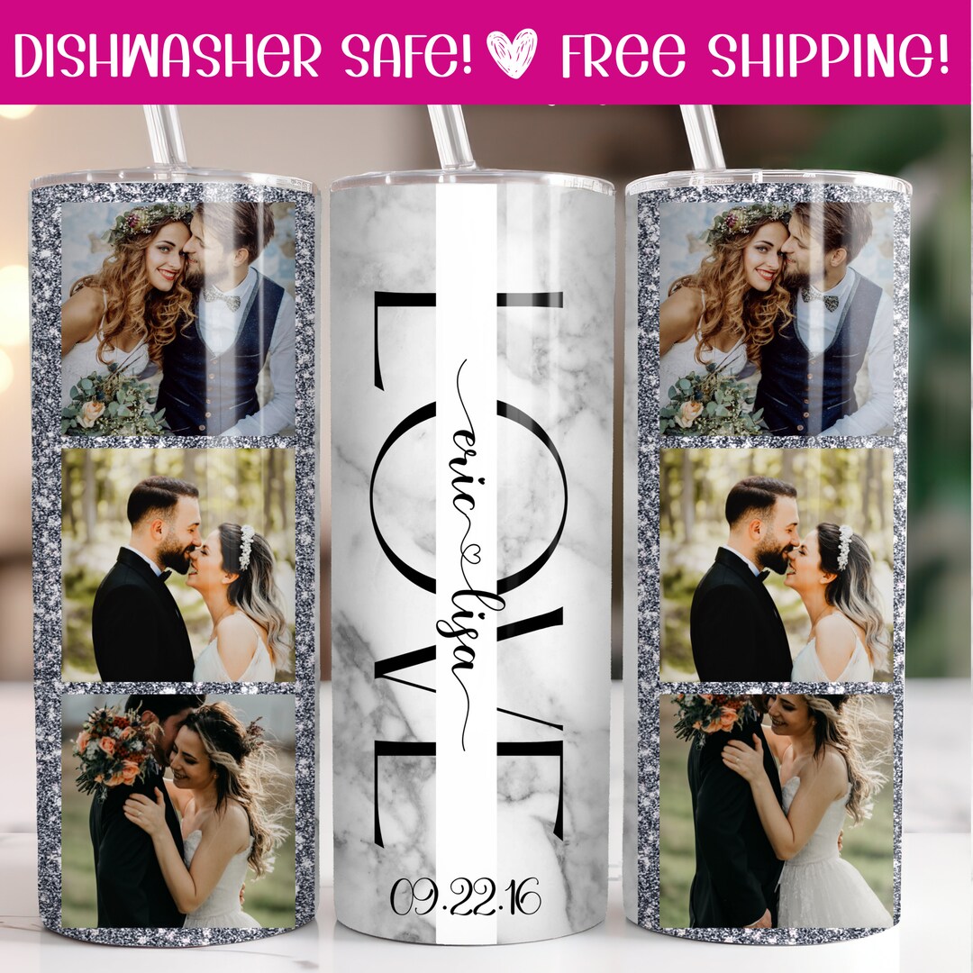 Personalized Wedding Photo Tumbler, Wedding Day Tumbler, Bride Gift
