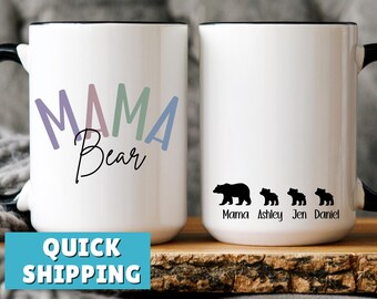 Personalized Mama Bear Mug Mothers Day Gift Mug For Mama Bear Personalized Mom Mug With Names Mama Coffee Cup For Mama Bear Custom Cup