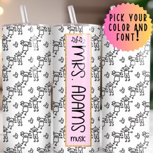 Personalized Music Teacher Skinny Tumbler, Music Teacher Gift From Student, Christmas Gift for Music Teacher, Teacher Appreciation Gift