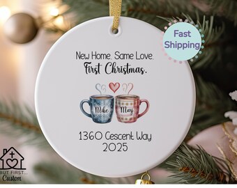 Adorno personalizado para casa nueva. Adorno navideño personalizado para la primera Navidad en nuestra nueva casa. Idea de regalo para el nuevo propietario. Regalo de cierre.