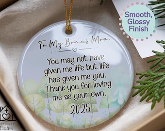 Adorno personalizado para mamá extra, idea de regalo para mamá extra, adorno navideño para madrastra, regalo para el día de la madre, regalo de boda.