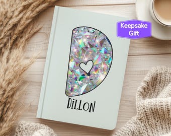 Diario personalizado para niñas, cuaderno con iniciales, cuaderno rayado para adolescentes, ideal como regalo para hijas y niñas pequeñas. Tapa dura.