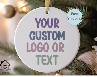 Adorno de diseño personalizado con el logotipo de la empresa Adorno para compañeros de trabajo Su diseño aquí Adorno con texto personalizado Logotipo Adorno de cerámica