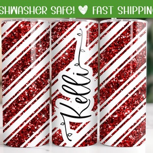 Candy Cane Twisted Christmas Tumbler, Personalized Candy Cane Travel Mug,  Winter Tumbler Christmas Gift For Her, Christmas Tumbler To Go