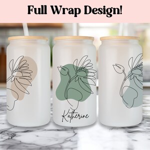 Personalized Birth Flower Tumbler, Gift For Bridesmaid Proposal Gift, Birth Flower Iced Coffee Cup Glass Can Tumbler, Boho Custom Bridesmaid