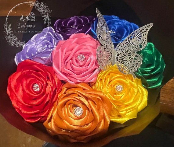 Mini Ramo Buchon De Papel / Paper Flower Bouquet/ Roses / Desk Flowers /  Desk Decoration / 35 Rose Bouquet / Forever Roses / Rosas Eternas 