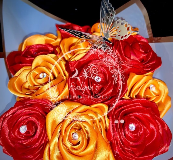 R de Rosas Eternas🌹  Ribbon flowers bouquet, Ribbon rose