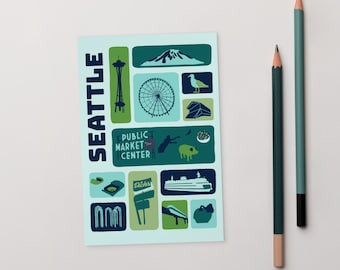 Cartolina di Seattle / Serie di francobolli da collezione / Washington
