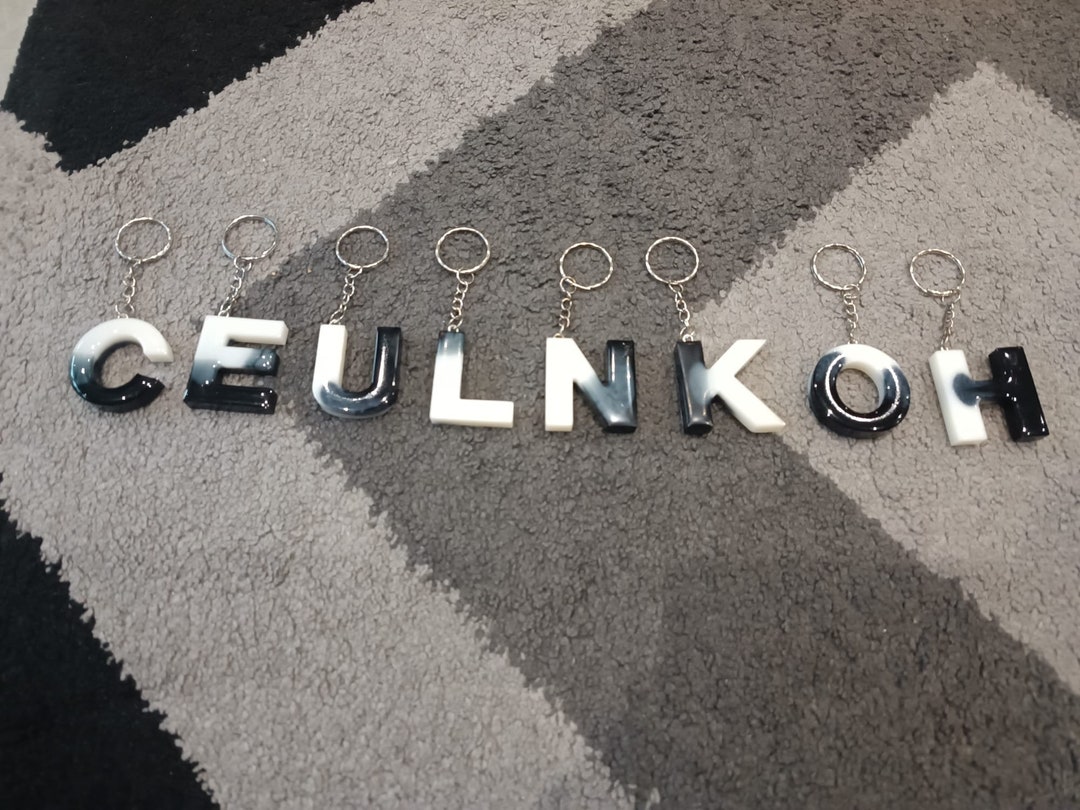 Key Ring Letters of the Alphabet in Resin Etsy