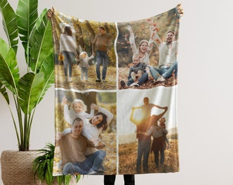 Custom 50x60 Collage Blanket, 60x80 Personalized Family Photo Blanket, 30x40 Sherpa Throw, Memorial Best Friend Anniversary Gift Keepsake