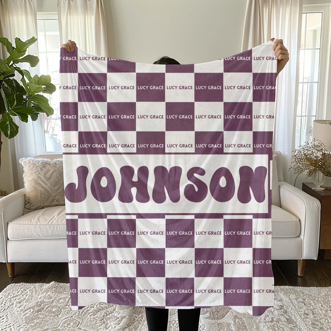 Name Pattern Print Out Custom First Middle Name Checker Pattern Blanket Personalized Family ...