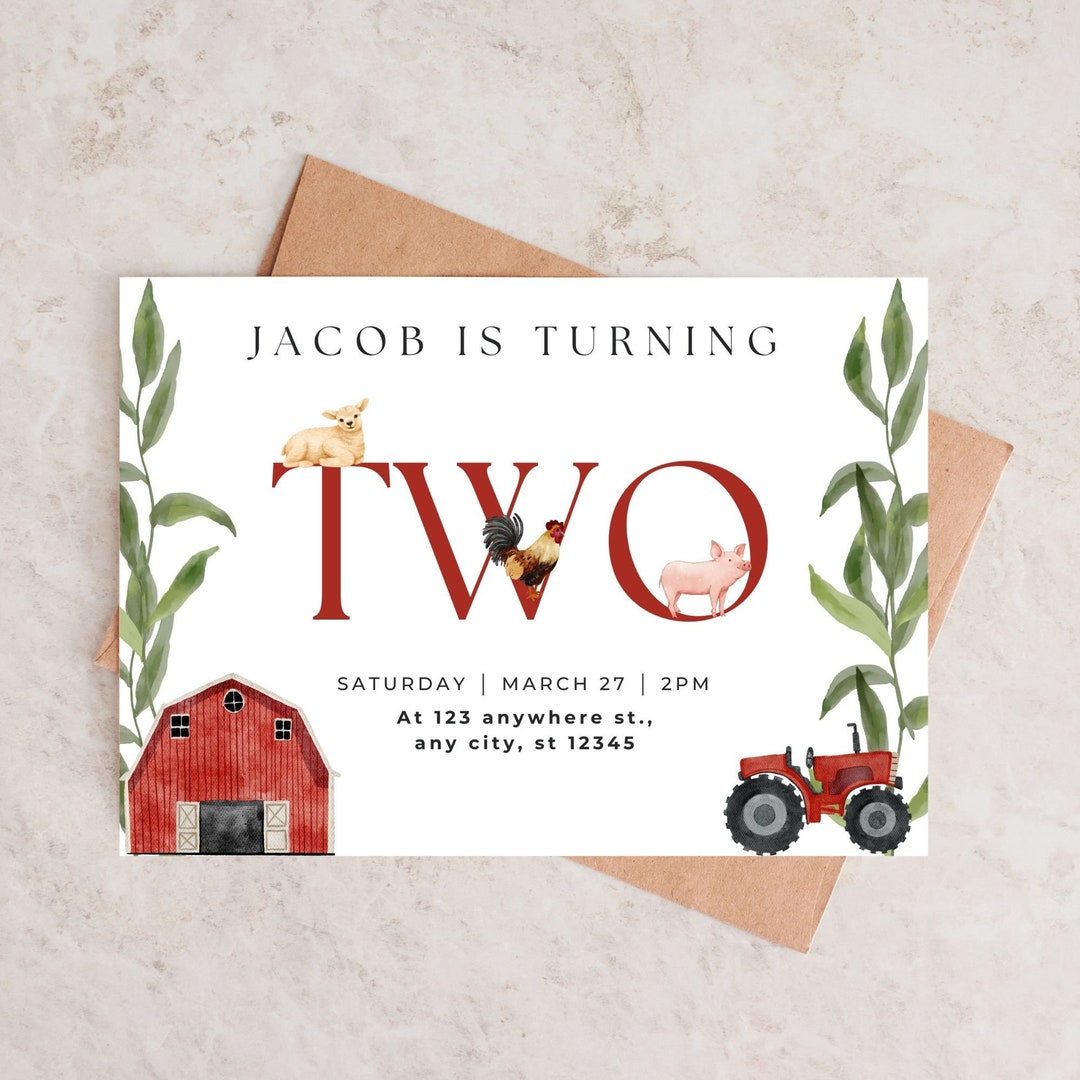 Editable Farm Animals Birthday Invitation, Farm Barnyard Birthday Party ...