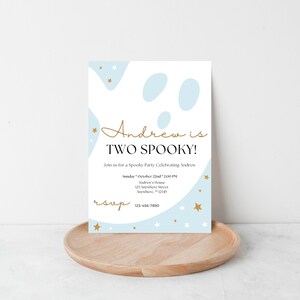 Editable Two Spooky Halloween Birthday Party Invitation, Second Birthday Invite, Halloween Printable, Girl Ghost Birthday, Instant Download