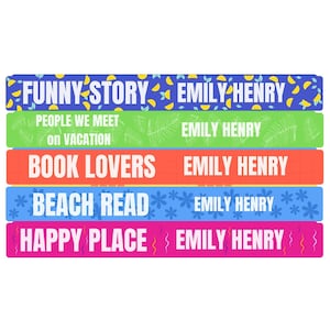 Emily Henry Book Spine Digital Art Print, Beach Read, Book Lovers, Happy Place, People We Meet on Vacation, Funny Story