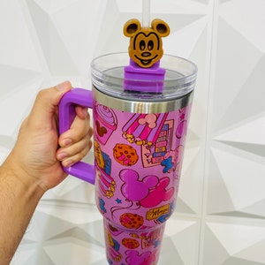 Customized 40oz dupe Park snacks tumbler shimmery purple lilac with waffle straw topper