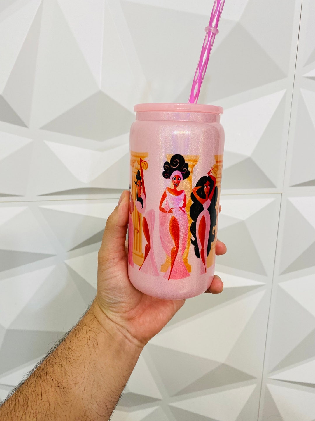 Custom Sublimated Shimmer Glass Can Inspired by Hercules Herculade ...