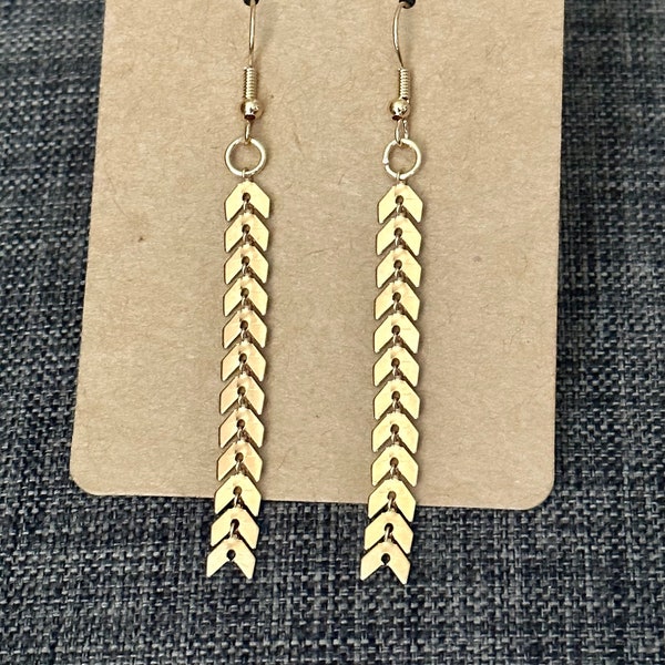 Golden Chevron Arrow Chain Earrings | Elegant | Versatile | Timeless | Durable & Affordable