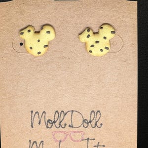 Mouse ears Chocolate chip cookie earrings - polymer clay