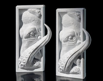 Kraken Buchstütze und Wandkunst | 3D gedrucktes nautisches Dekor | Meereskreatur Bücherregal-Stütze | Mythischer ozeanischer Akzent